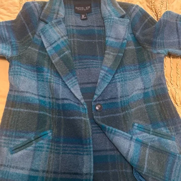 Rachel Zoe Plaid Blazer Overcoat - Picture 2 of 5
